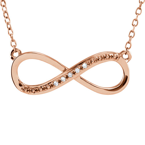 14kt Rose Gold .025 ct Diamond Infinity Necklace