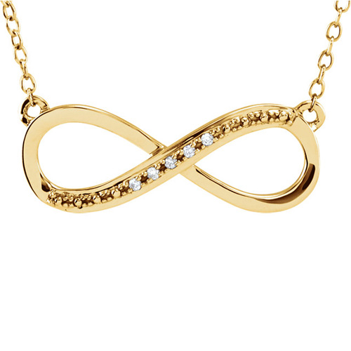 14kt Yellow Gold .025 ct Diamond Infinity Necklace