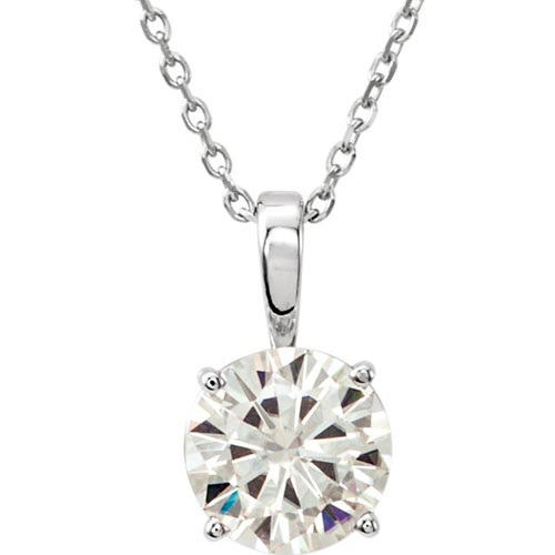 14k White Gold 1 ct Forever One Moissanite Necklace