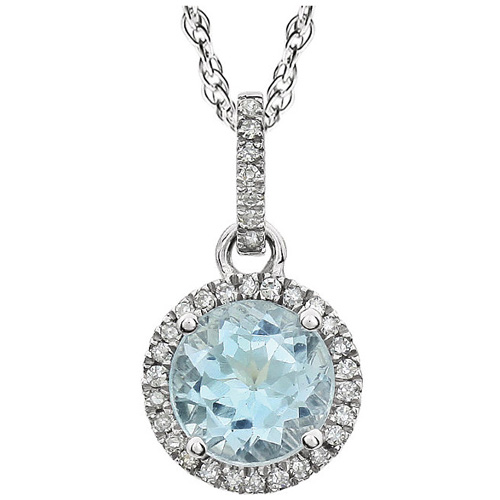 14kt White Gold 1.6 ct Sky Blue Topaz 18in Necklace with Diamonds