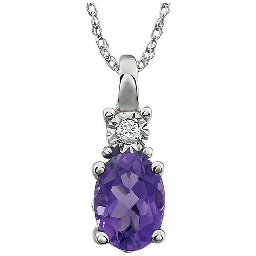 14k White Gold .72 ct Amethyst and Diamond Necklace