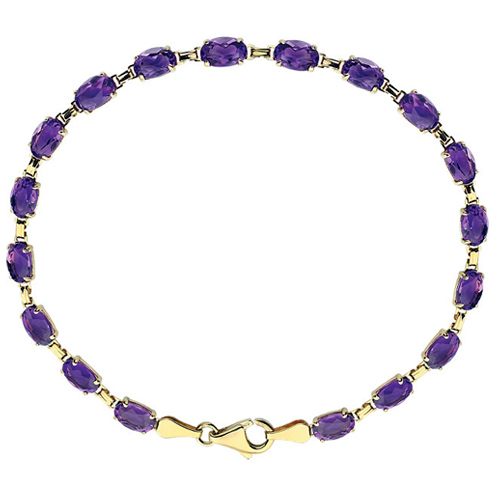14k Yellow Gold 7.5 ct tw Amethyst Line Bracelet 7.25in