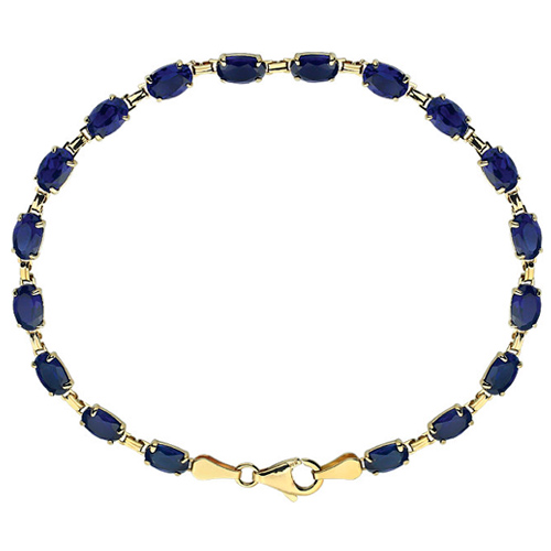 14k Yellow Gold 12 ct tw Created Blue Sapphire Line Bracelet 7.25in