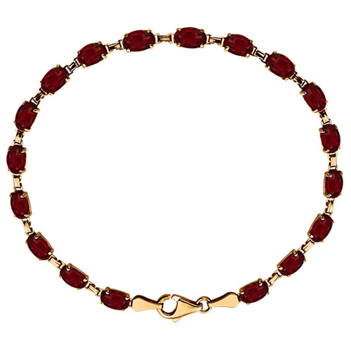 14k Yellow Gold 10.8 ct tw Garnet Line Bracelet 7.25in