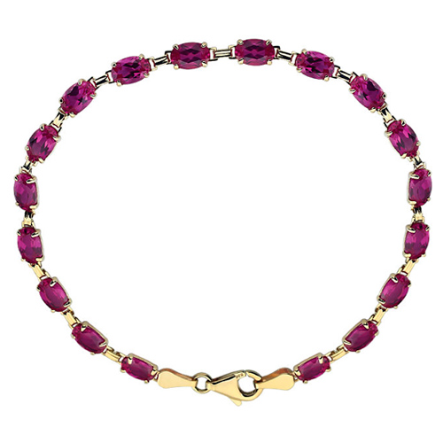 14k Yellow Gold 11.3 ct tw Created Ruby Line Bracelet 7.25in