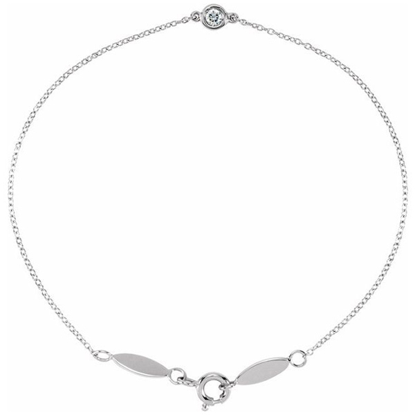 14k White Gold .08 ct tw Diamond Bezel Link Bracelet