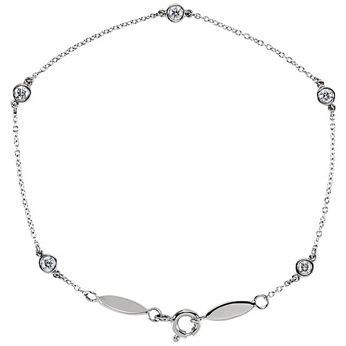 14kt White Gold 1/3 ct Diamond Bezel Five Station Bracelet
