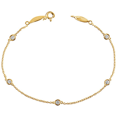 14kt Yellow Gold 1/3 ct Diamond Bezel Five Station Bracelet