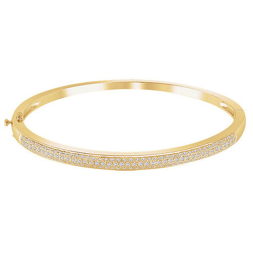 14k Yellow Gold 1 ct tw Diamond Pave Bangle Bracelet