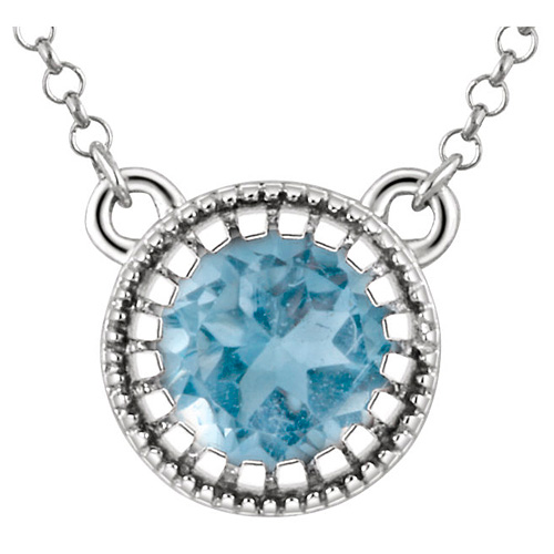 14kt White Gold 3/5 ct Swiss Blue Topaz 18in Necklace