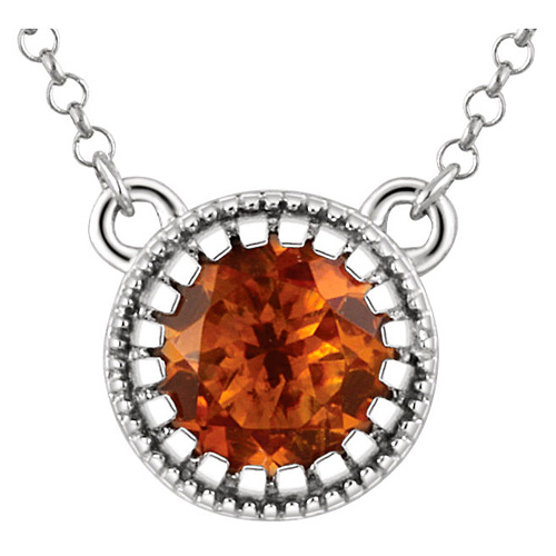 14k White Gold 1/2 ct Citrine Solitaire Necklace