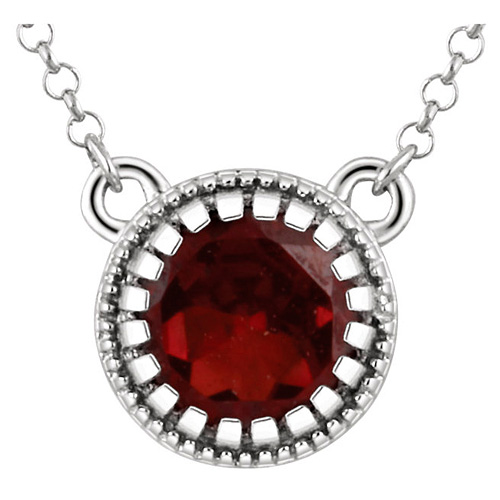 14kt White Gold 2/3 ct Garnet 18in Necklace