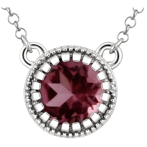 14kt White Gold 1/2 ct Pink Tourmaline 18in Necklace