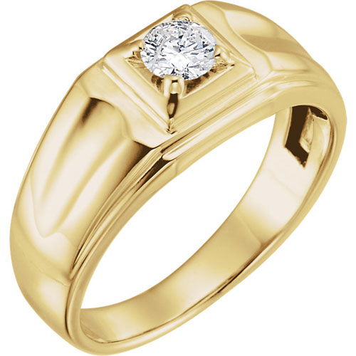 14k Yellow Gold Men's 3/8 ct Diamond Solitaire Ring JJ651621Y