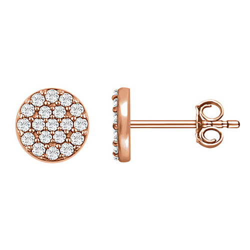 14kt Rose Gold 1/3 ct Diamond Cluster Earrings