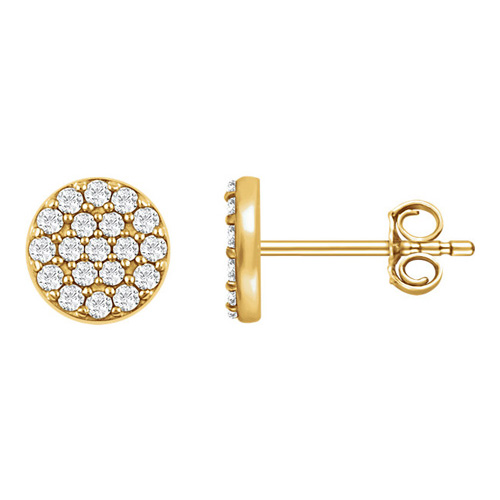 14kt Yellow Gold 1/3 ct Diamond Cluster Earrings