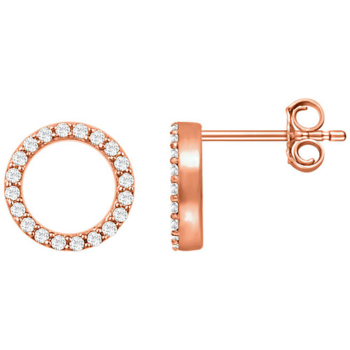 14kt Rose Gold 1/5 ct Diamond Circle Earrings