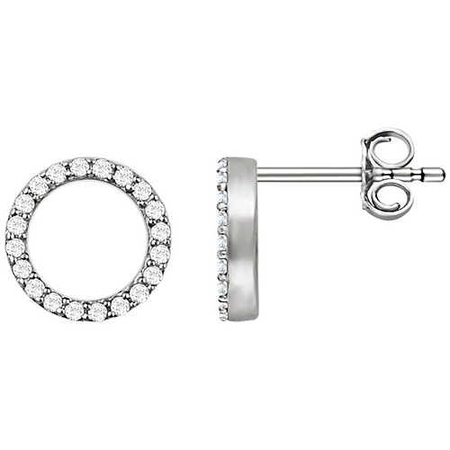 14kt White Gold 1/5 ct Diamond Circle Earrings