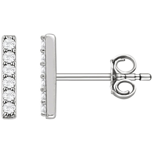 14kt White Gold 1/10 ct Diamond Bar Earrings JJ651757W | Joy Jewelers