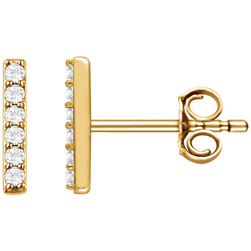 14kt Yellow Gold 1/10 ct Diamond Bar Earrings