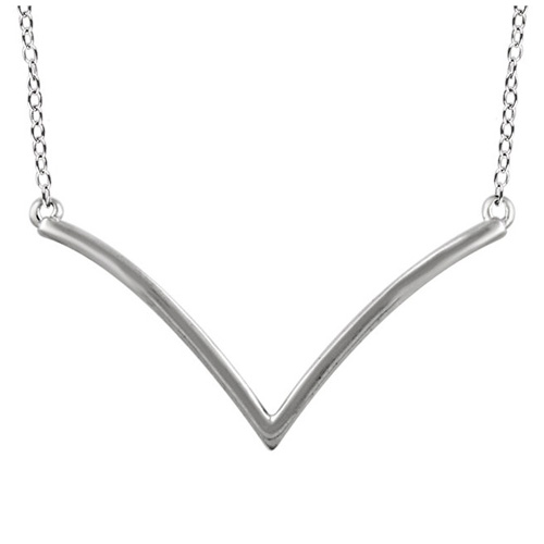 14kt White Gold V 18in Necklace