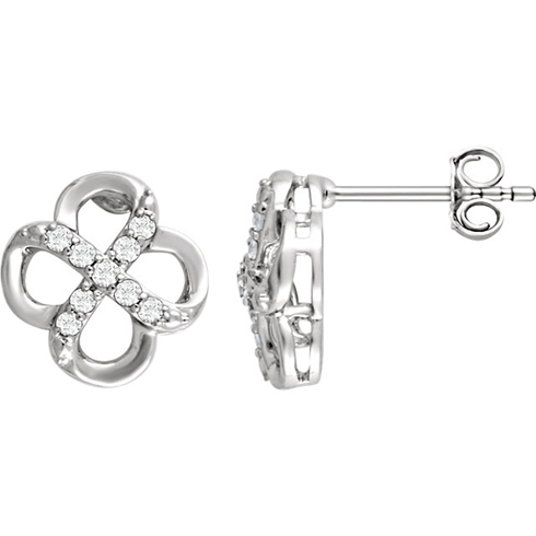 Sterling Silver 1/6 ct tw Diamond Infinity Design Earrings