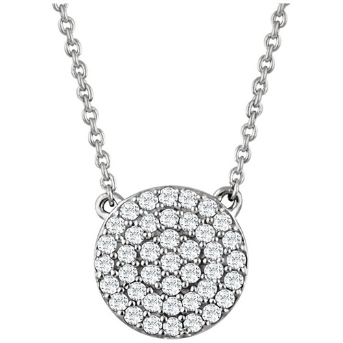 14kt White Gold 1/3 ct Diamond Round Cluster 18in Necklace