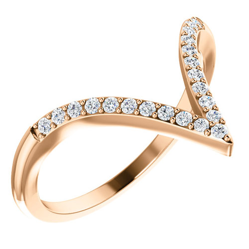 14kt Rose Gold 1/6 ct Diamond V Ring