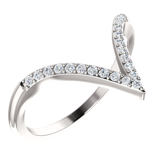 14kt White Gold 1/6 ct Diamond V Ring