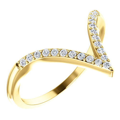 14kt Yellow Gold 1/6 ct Diamond V Ring