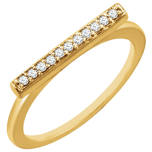 14kt Yellow Gold 1/10 ct Diamond Bar Ring