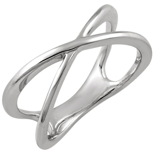14kt White Gold Cross Over Ring