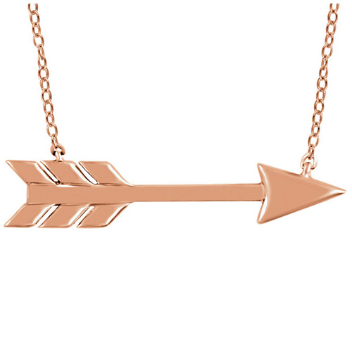 14kt Rose Gold Arrow 18in Necklace