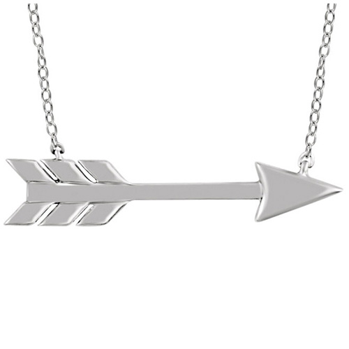 14kt White Gold Arrow 18in Necklace
