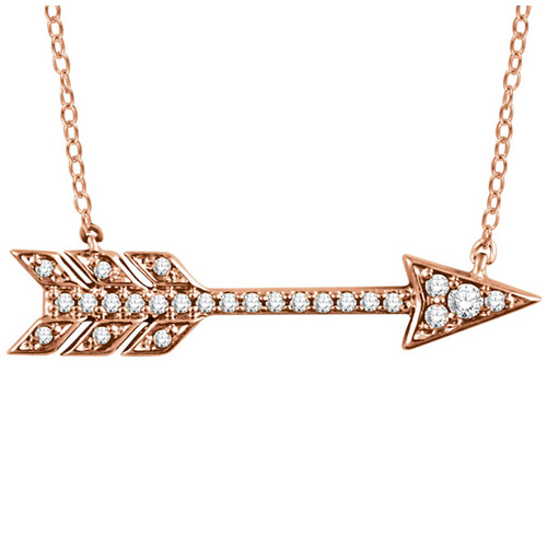 14kt Rose Gold 1/10 ct Diamond Arrow 18in Necklace