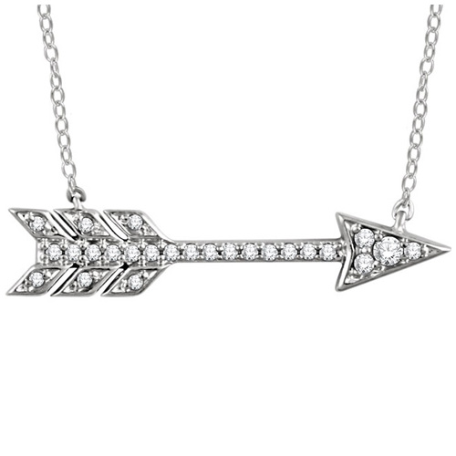 14kt White Gold 1/10 ct Diamond Arrow 18in Necklace
