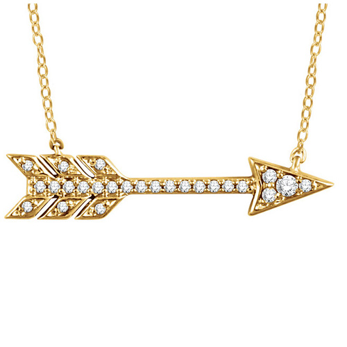 14kt Yellow Gold 1/10 ct Diamond Arrow 18in Necklace