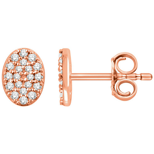 14kt Rose Gold 1/6 ct Diamond Oval Cluster Earrings