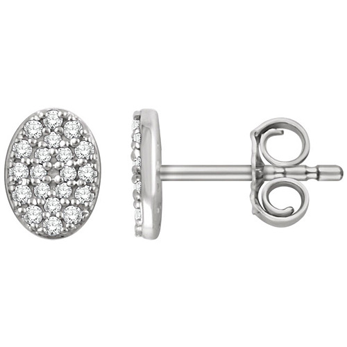 14kt White Gold 1/6 ct Diamond Oval Cluster Earrings