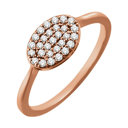 14kt Rose Gold 1/5 ct Diamond Oval Cluster Ring