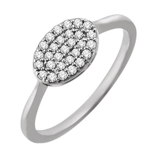 14kt White Gold 1/5 ct Diamond Oval Cluster Ring
