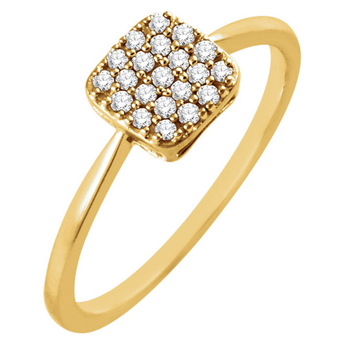 14kt Yellow Gold 1/6 ct Diamond Square Cluster Ring
