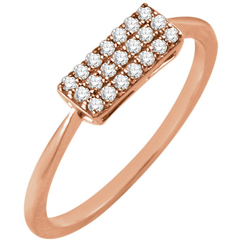14kt Rose Gold 1/6 ct Diamond Rectangle Cluster Ring
