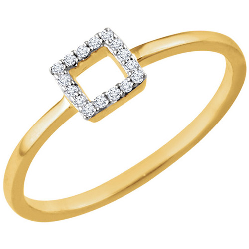 14kt Yellow Gold .06 ct Diamond Open Square Stackable Ring