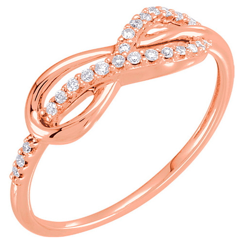 14k Rose Gold 1/10 ct Diamond Infinity Knot Ring