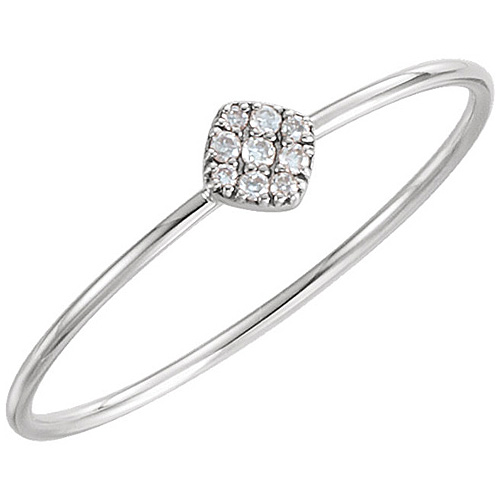 14kt White Gold 1/8 ct Diamond Square Cluster Ring