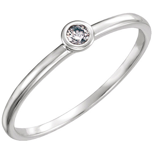 14kt White Gold .06 ct Diamond Stackable Bezel Ring