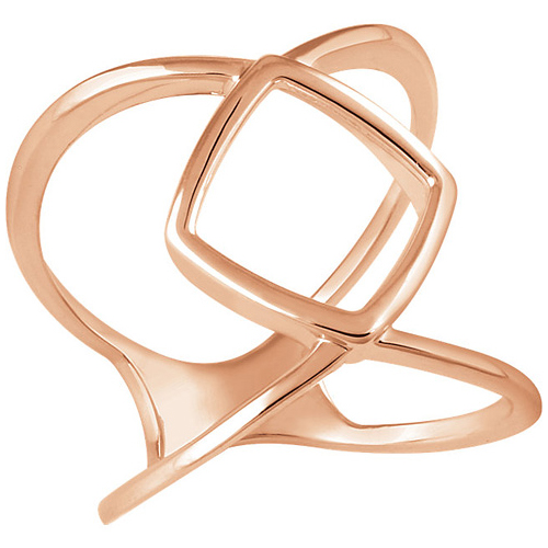 14kt Rose Gold Pointed Cross Form Ring