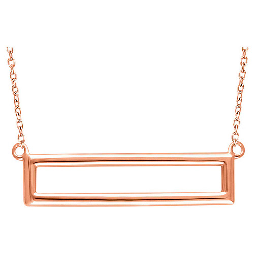 14kt Rose Gold Open Rectangle on 18in Necklace