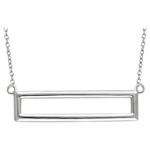 14kt White Gold Open Rectangle on 18in Necklace
